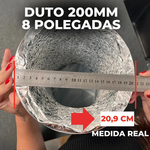 Kit Duto Flexível Aluminizado 200mm 8 Pol 5m + Fita Aluminizada BOPP 48mm
