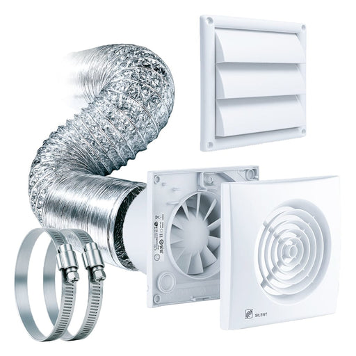 Kit Exaustor Para Ambientes Internos Soler Palau Silent 300 C - 150mm -  Duto 5 Mts 2 Abraçadeiras Grelha Soler Palau 110V