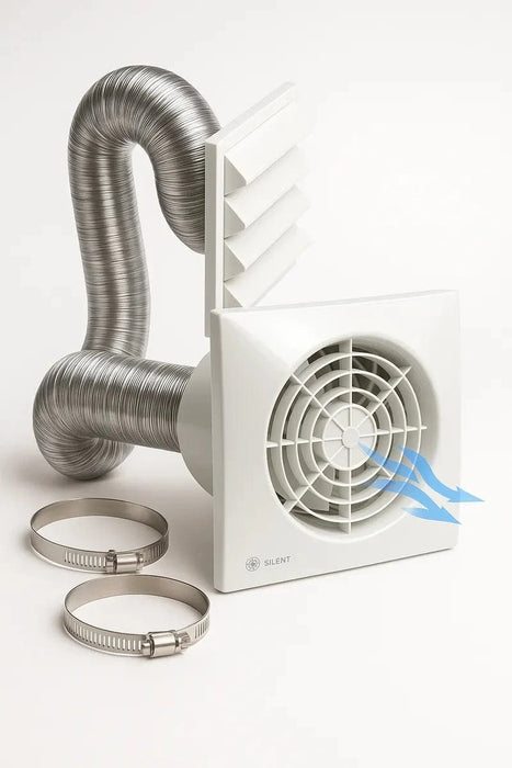 Kit Exaustor Para Ambientes Internos Soler Palau Silent 300 C - 150mm -  Duto 5 Mts 2 Abraçadeiras Grelha Soler Palau