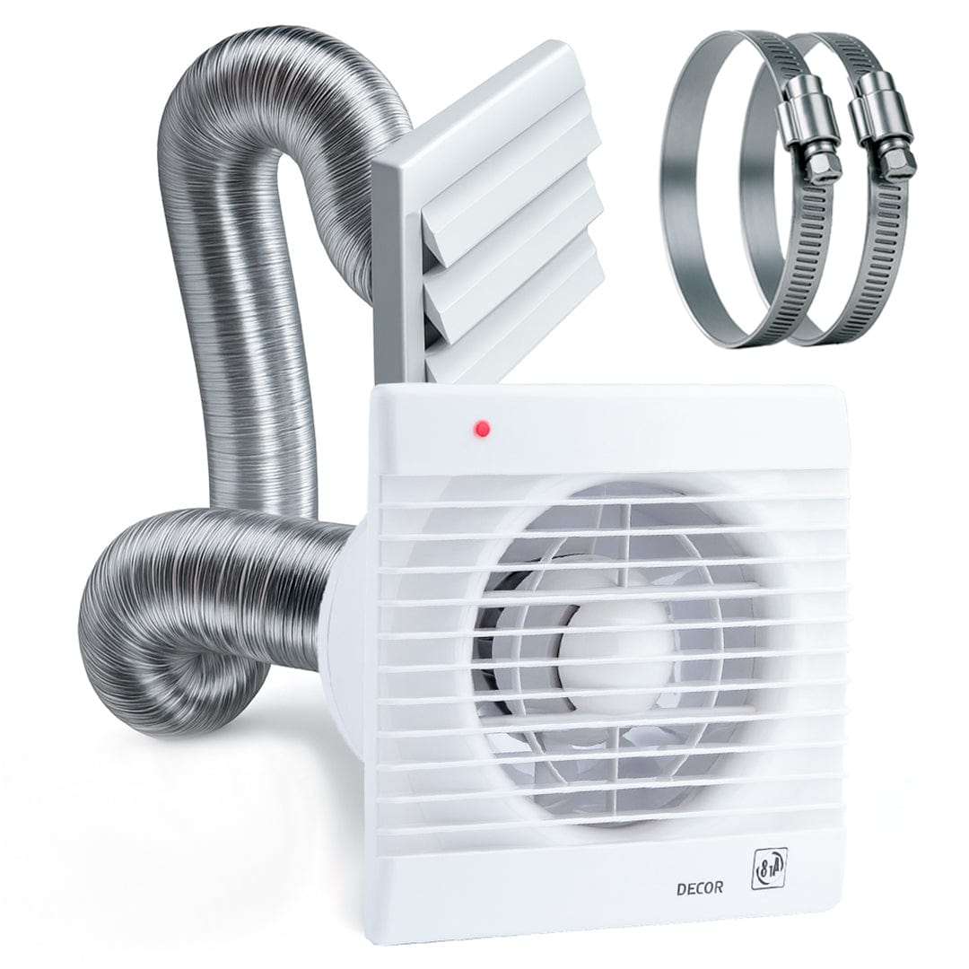 Kit Exaustor Para Banheiros Soler Palau Decor 100 C - Duto, Abraçadeiras e Grade - 100mm - Vazão (80m3/h-95m3/h) 110V