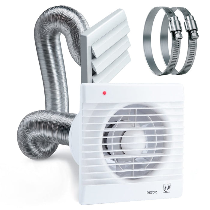 Kit Exaustor Para Banheiros Soler Palau Decor 300 C - Duto, Abraçadeiras e Grade - 150mm - Vazão (200m3/h a 245m3/h)