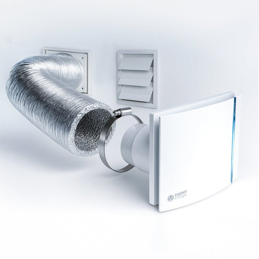Kit Exaustor Para Banheiros Soler Palau Silent Design CZ 3C 200 - Duto, Abraçadeiras e Grade - 125mm - Vazão (160m3/h-195m3/h)