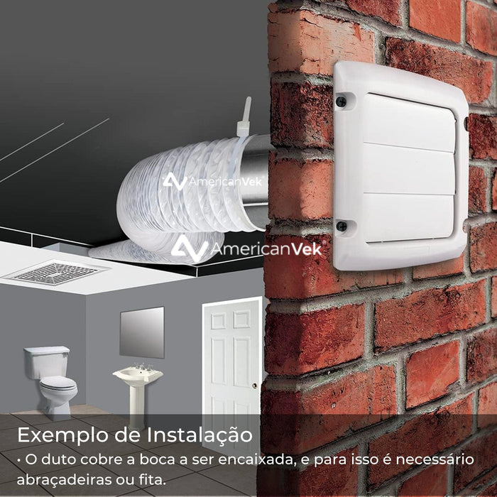 Kit Instalação Duto Flexivel PVC Branco / Abraçadeiras - 120/125mm 5 Polegadas - 3 Metros