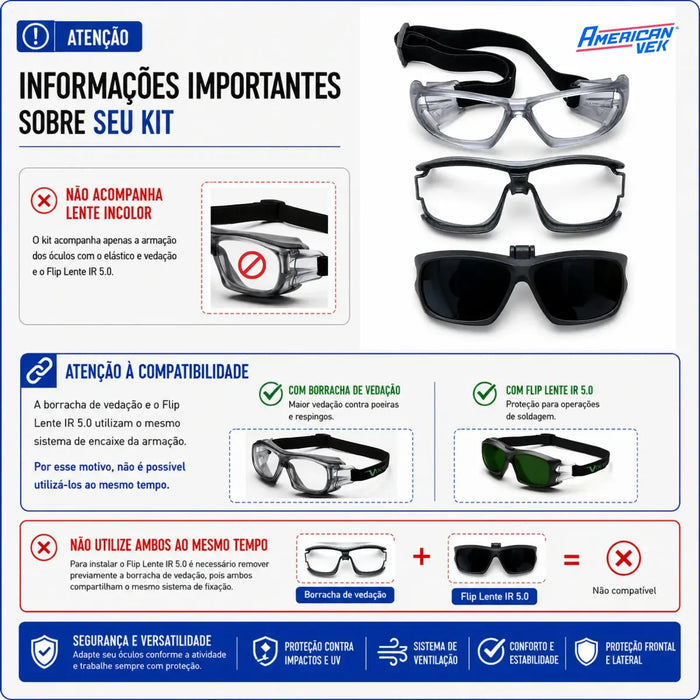 Kit Óculos Para Grau Univet 5X9 + Flip Solda W5 – Oxicorte e Maçarico | CA38095