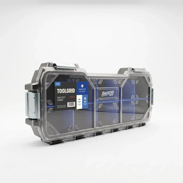 Kit ToolGrid Americanvek Flex 10 + Flex 17 – 27 Compartimentos Ajustáveis | Sistema Modular Tampa Transparente