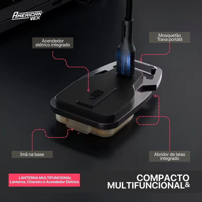 Lanterna Chaveiro LED Multifuncional WARSUN G2S 400 Lúmens Recarregável USB-C com Imã e Acendedor