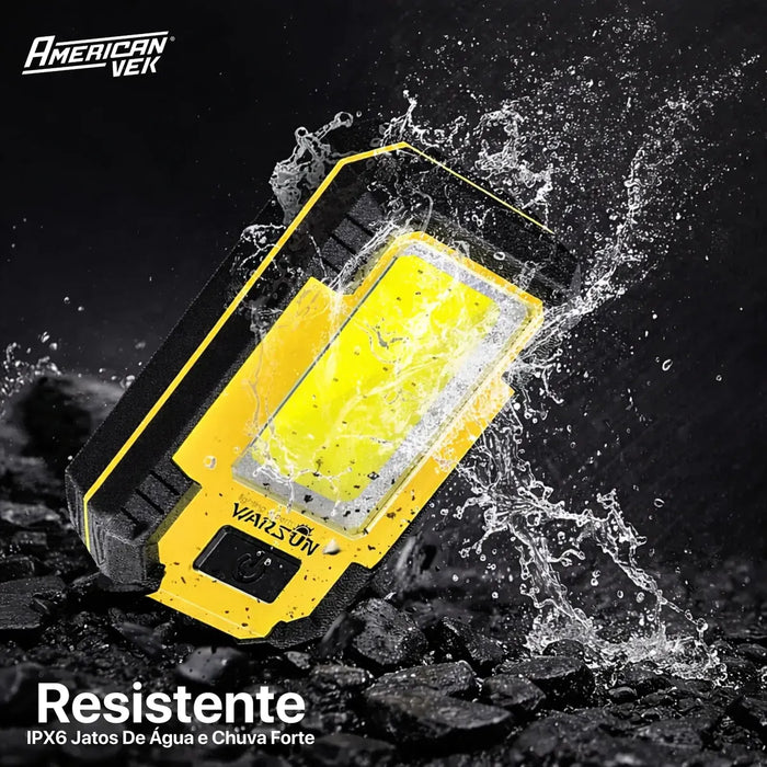 Lanterna de Trabalho LED WARSUN Y36 1000 Lúmens Recarregável com Imã, Gancho e Suporte Ajustável