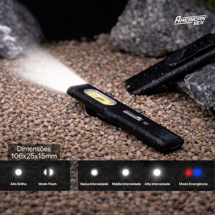 Lanterna de Trabalho Portátil WSE5 / T7 LED COB 450 Lúmens Recarregável USB-C com Base Magnética e Presilha