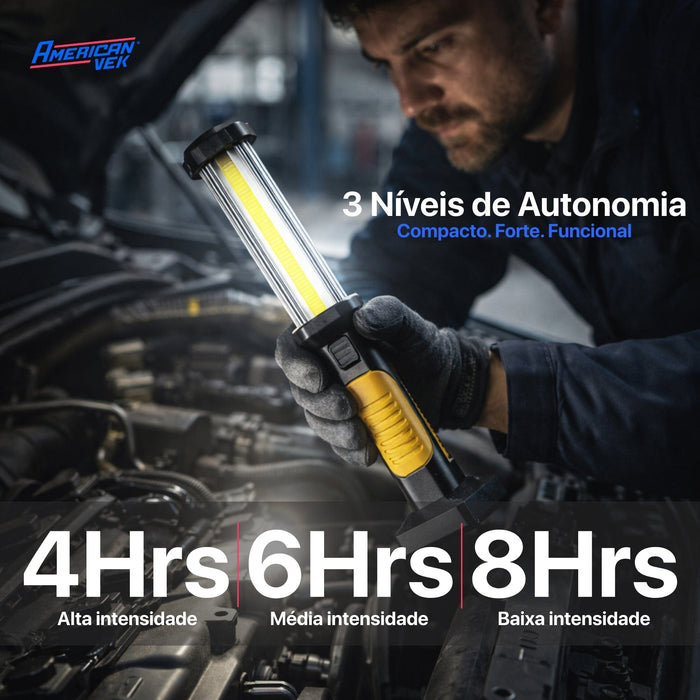 Lanterna LED de Trabalho Magnética WARSUN DJ60 1500 Lúmens Recarregável USB-C com Gancho e Power Bank