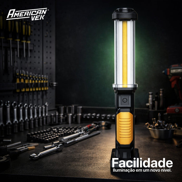 Lanterna LED de Trabalho Magnética WARSUN DJ60 1500 Lúmens Recarregável USB-C com Gancho e Power Bank