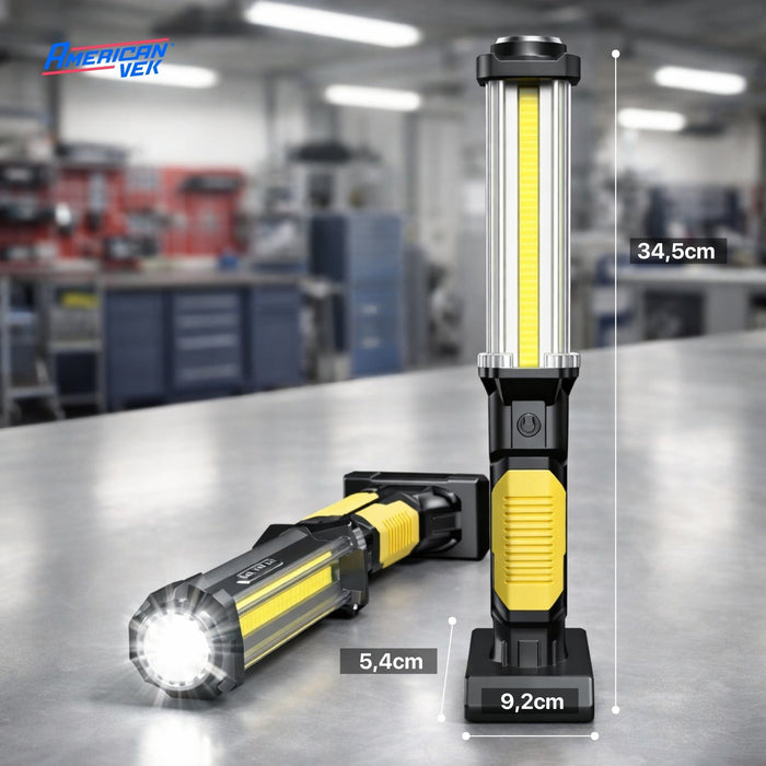 Lanterna LED de Trabalho Magnética WARSUN DJ60 1500 Lúmens Recarregável USB-C com Gancho e Power Bank