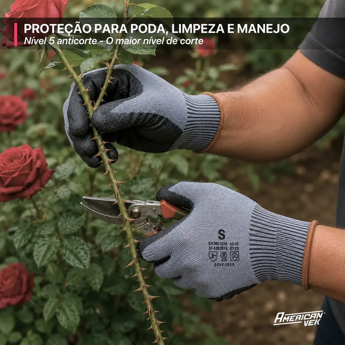 Luva Anticorte Nível 5 SS1008 – Vidro, Chapas, Metal e Lâminas Banho PU | CA32036