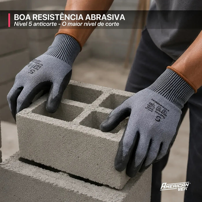 Luva Anticorte Nível 5 SS1008 – Vidro, Chapas, Metal e Lâminas Banho PU | CA32036