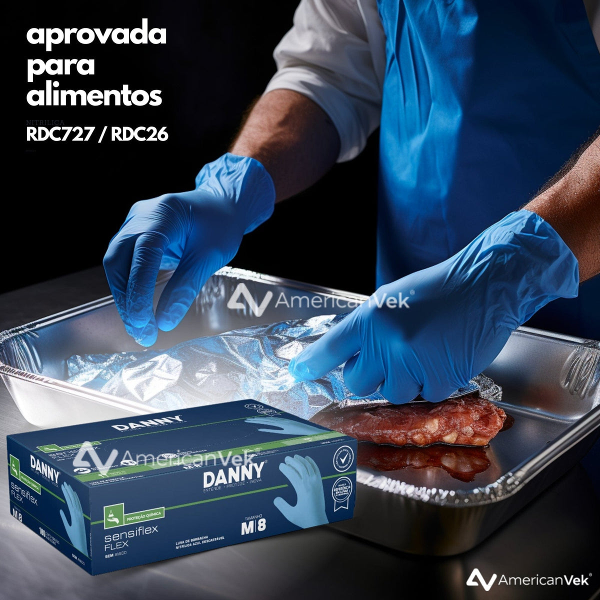 Luva Danny Sensiflex Flex Azul DA90200 - Kit 02