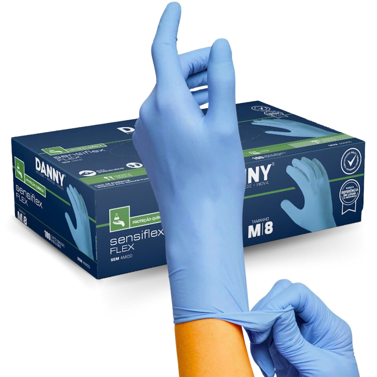 Luva Danny Sensiflex Flex Azul DA90200 - Kit 02
