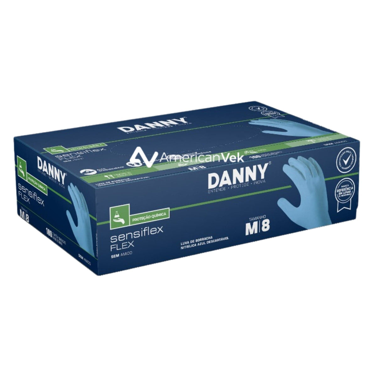 Luva Danny Sensiflex Flex Azul DA90200 - Kit 02
