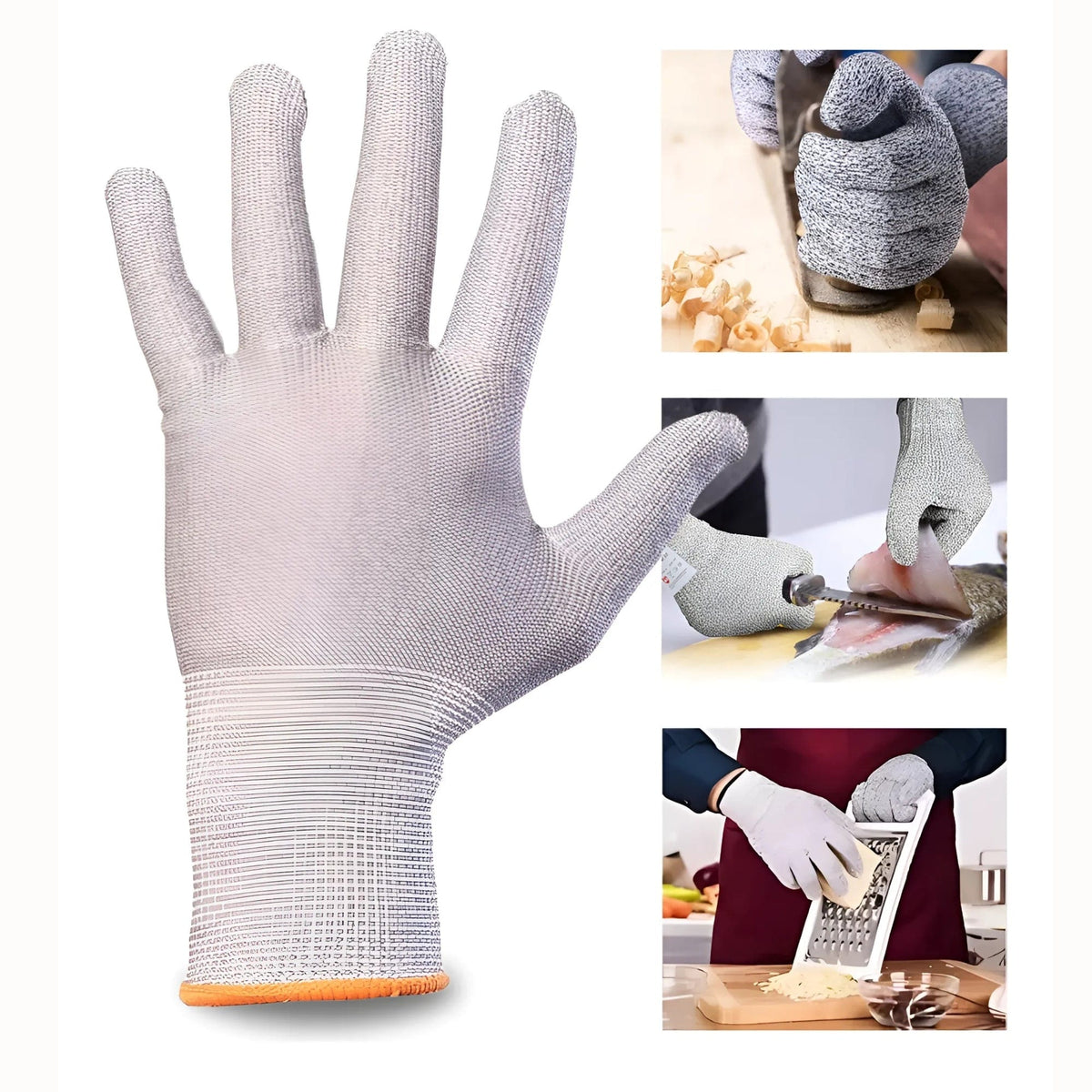 Luva de Proteção Anticorte Para Manipulação de Alimentos Danny Flexcut Sem Banho DA45100 - Especial para Cortes, Atóxica e Bacteriostática - Cozinha, Restaurantes, Industria, Peixaria, Frigorifico