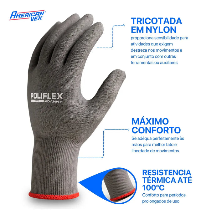 Luva de Segurança em Nylon Poliflex Sem Pigmento DA11100 - Estética Automotiva, Adesivagem, Insufilme