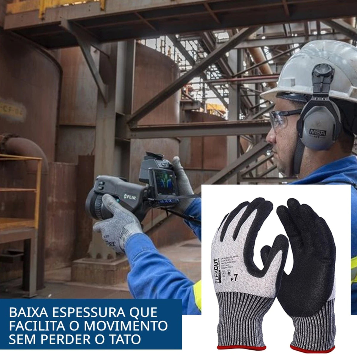 Luva Nitrilica Flexcut Proteção contra Corte Premium Reforçada Danny DA45300 - Aticorte, Manutenções, Automobilistico, Construção Civil