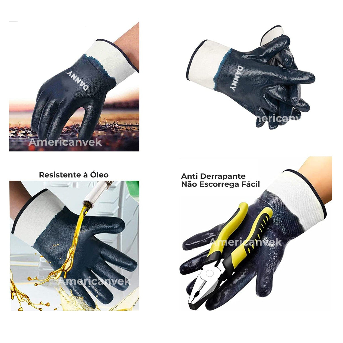 Luva Nitrilica Lightflex DA26805 Punho Lona - Danny - (12 Pares) | CA43320