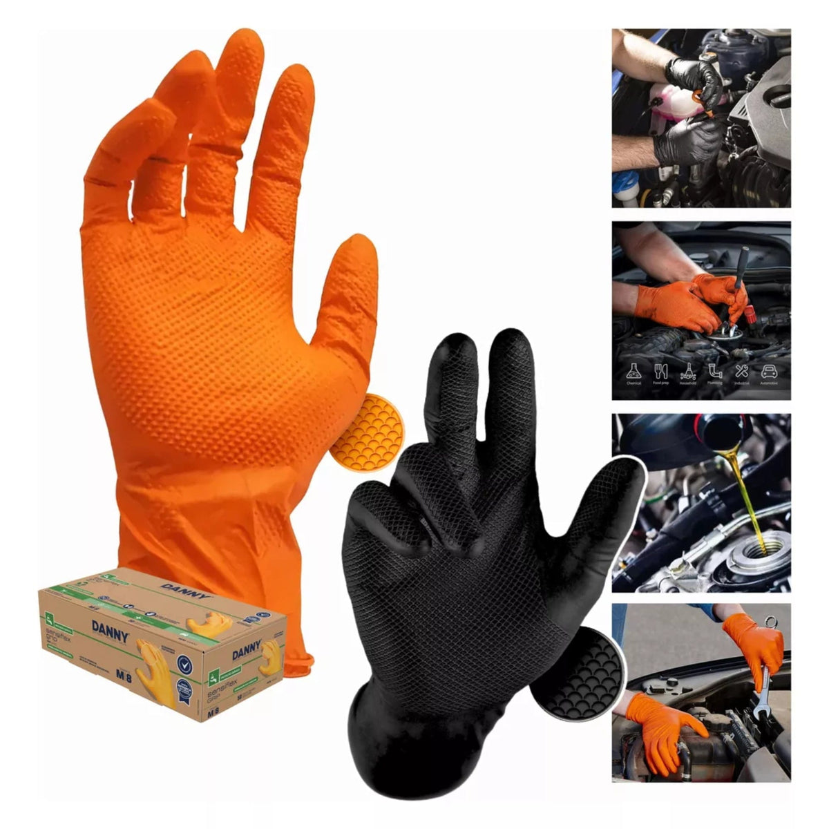 Luva Nitrílica Sensiflex Grip Mecânica Óleo DA90600 Danny (50 Unds