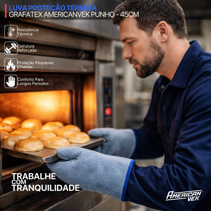 Luva para Forno Altas Temperaturas Até 250ºC Mão de Gato 45cm - CA17244