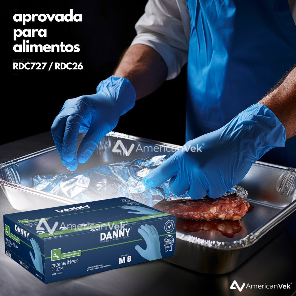 Luva Procedimento Nitrilica Danny Sensiflex Flex DA-90200 CA42979 - 100 Unds
