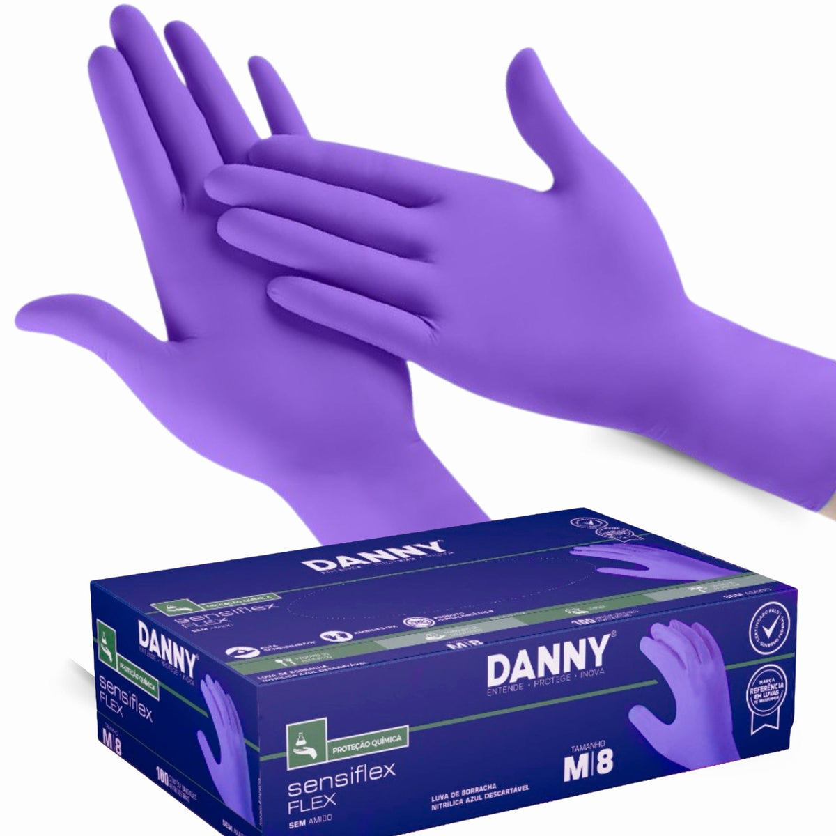 Luva Procedimento Nitrilica Roxa Sensiflex Flex DA90400 - Danny (100 Unds) | CA45458
