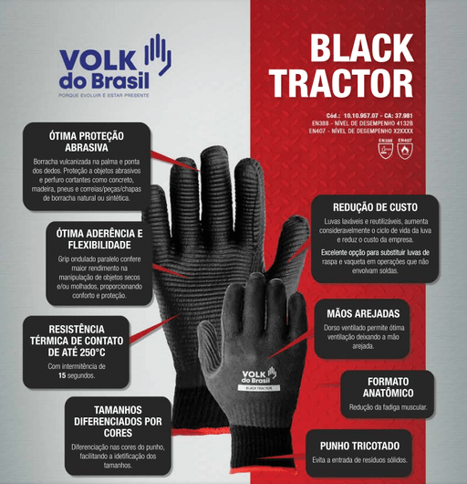 Luva Volk Black Tractor