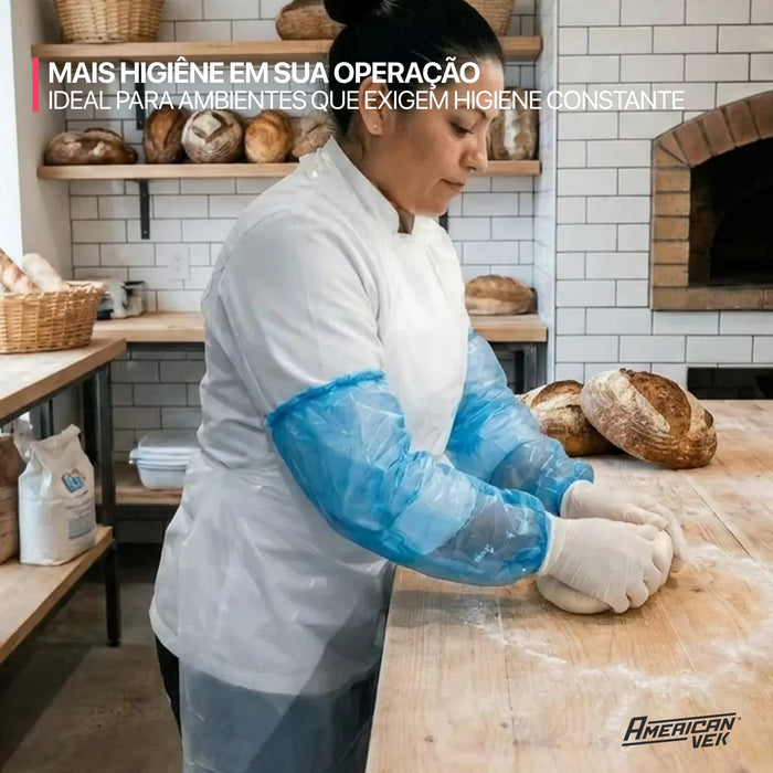 Mangote Plástico Descartável Azul com Elástico (100 Unds) | CA30569
