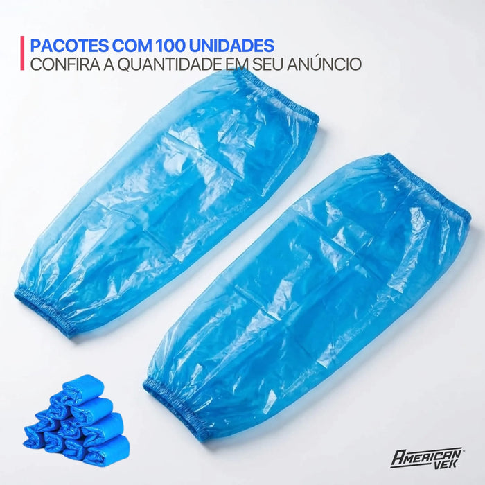 Mangote Plástico Descartável Azul com Elástico (100 Unds) | CA30569