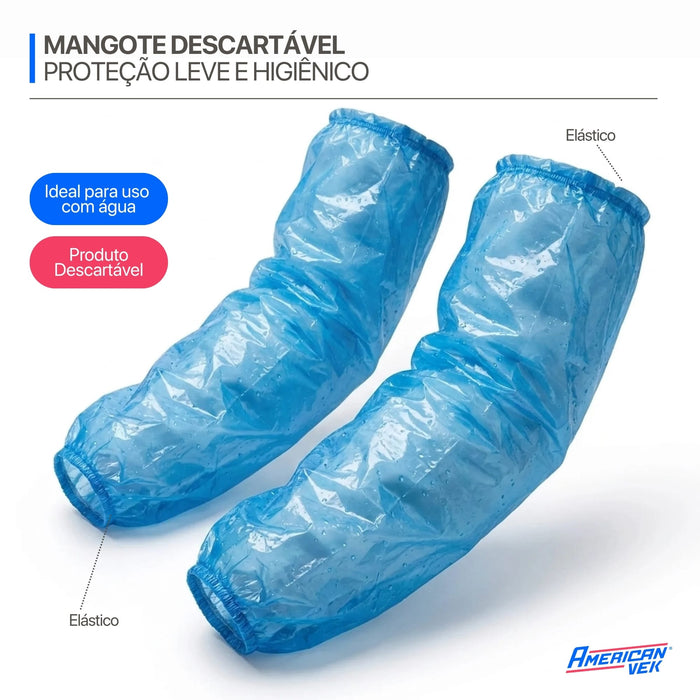 Mangote Plástico Descartável Azul com Elástico (100 Unds) | CA30569