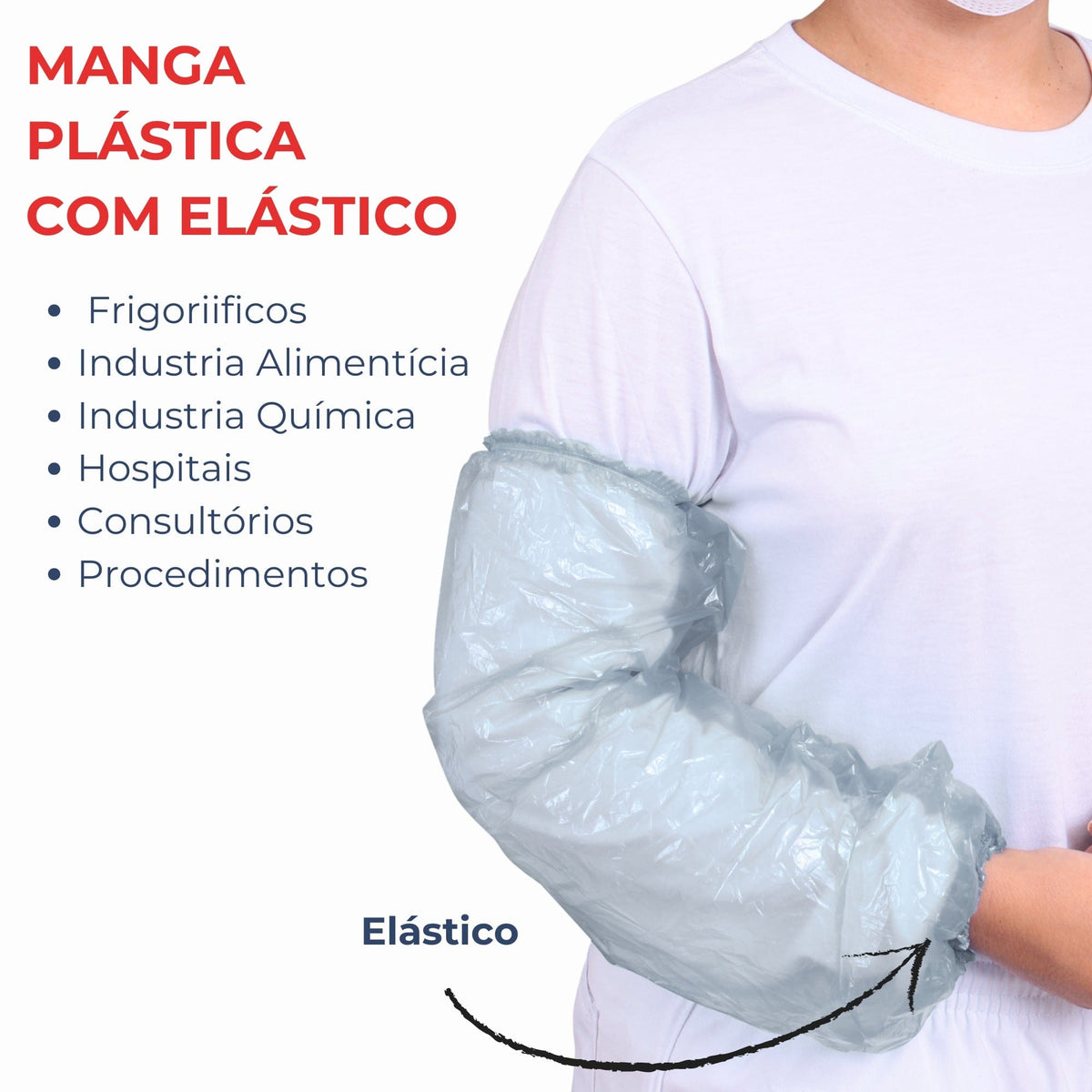 Mangote Plástico Descartável Transparente com Elástico – Proteção Ideal para Indústrias e Saúde