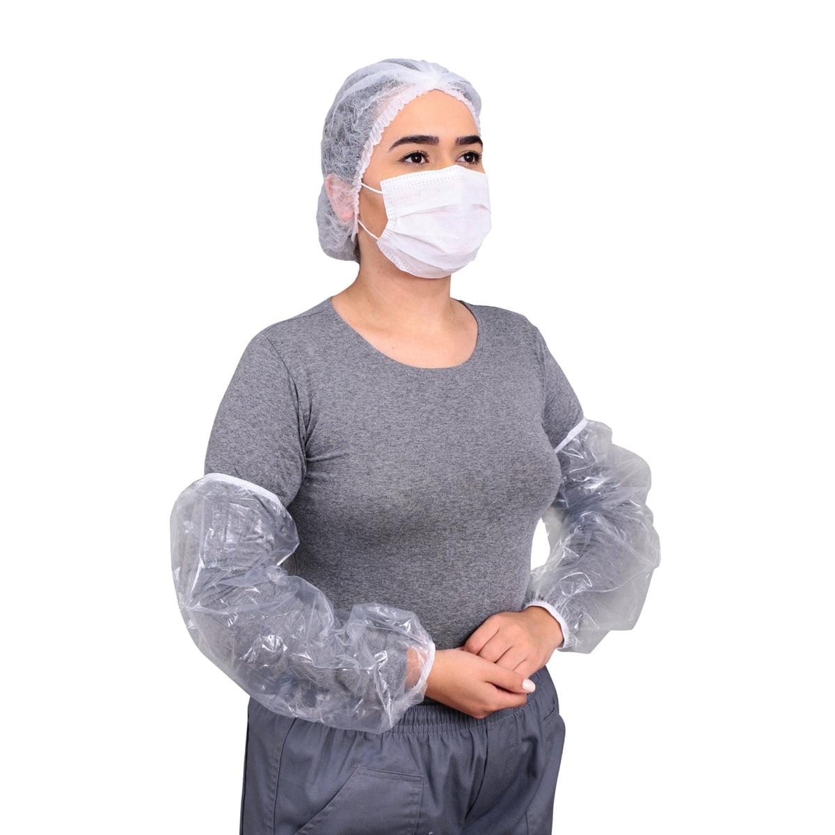 Mangote Plástico Descartável Transparente com Elástico – Proteção Ideal para Indústrias e Saúde