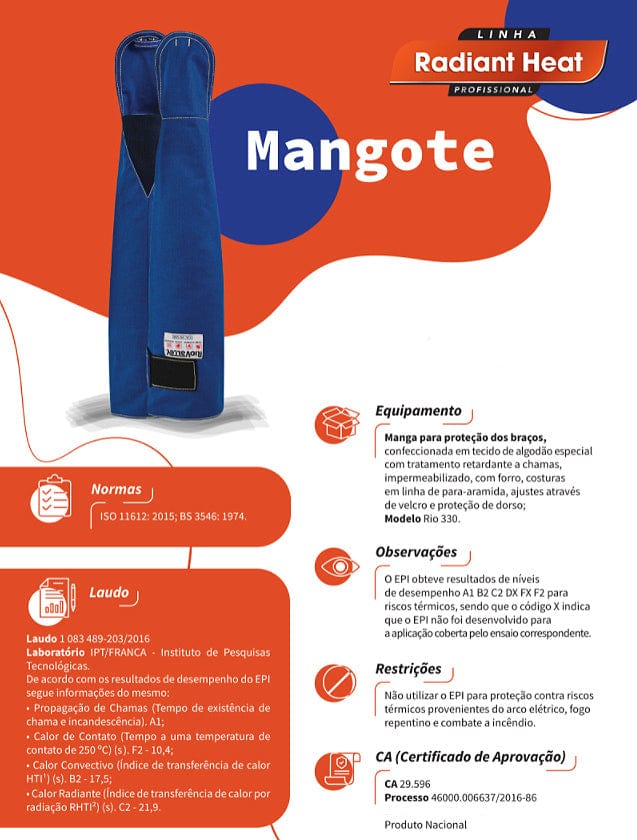 Mangote Termico Para Cozinha Industrial 55cm Até 350ºC (PAR)