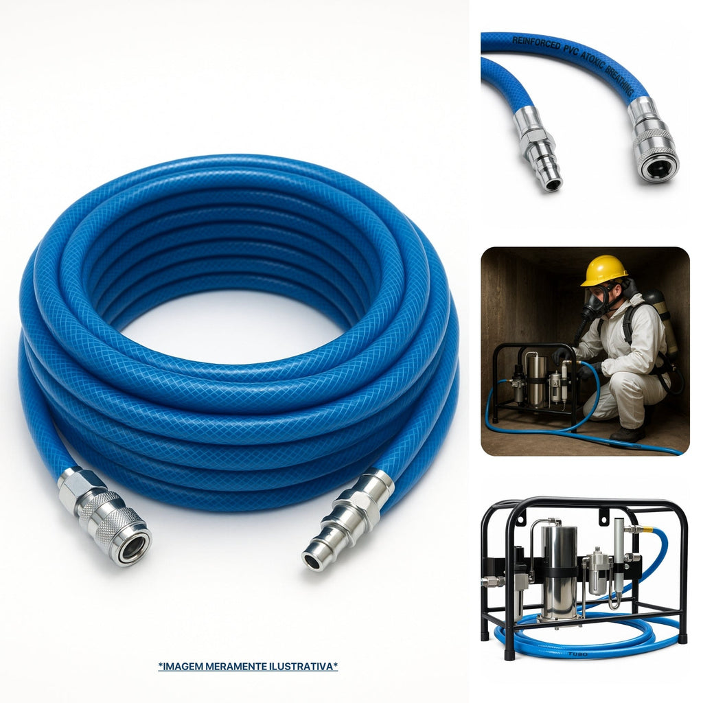 Mangueira Atóxica Azul Empatada 3/8 para Ar Respirável NR33 240PSI – 15m