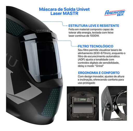 Máscara de Solda á Laser com Filtro Automático MASTR - Univet