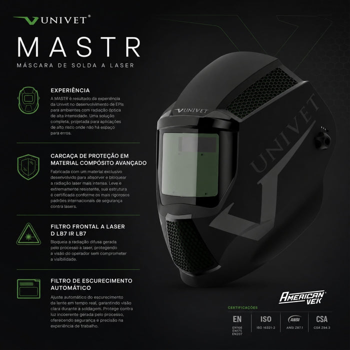 Máscara de Solda á Laser com Filtro Automático MASTR - Univet