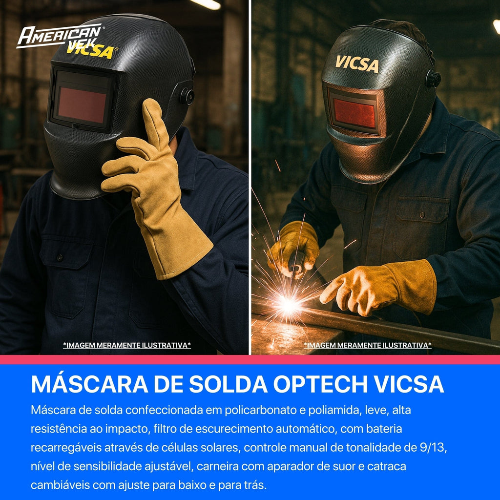 Máscara de Solda com Escurecimento Automático Optech VIC34623 - VICSA | CA34708
