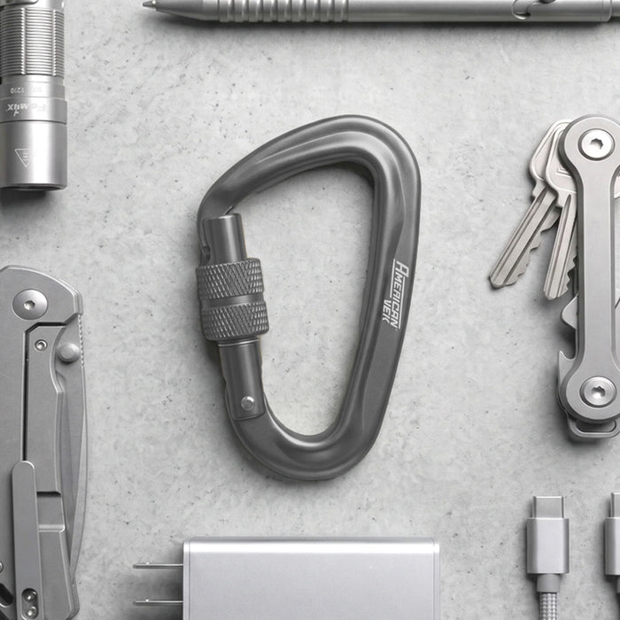 Mosquetão Alumínio Fosco com Trava Rosqueável Screw Lock 12kN – Chaves, Mochila e Organização | Americanvek Chumbo-Fosco