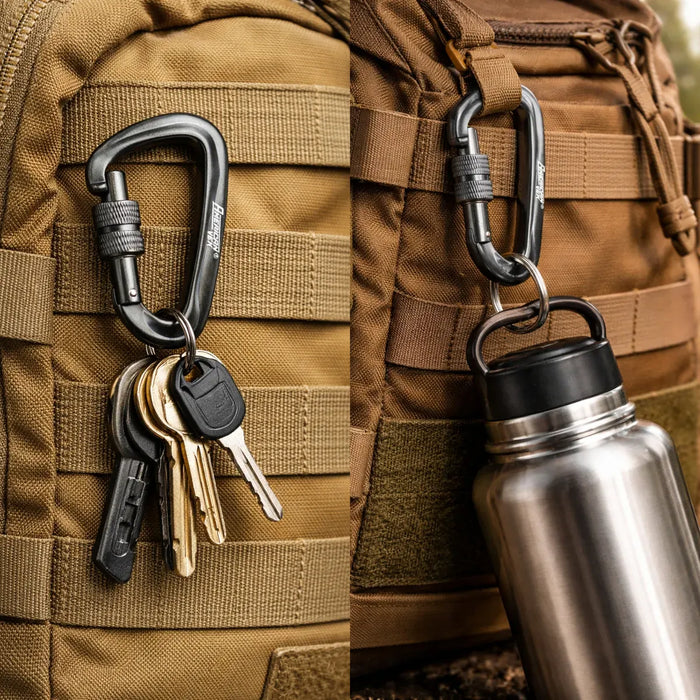 Mosquetão de Alumínio Fosco com Trava Rosca - 80mm - Acessório, Chaves, Mochila Chumbo-Fosco