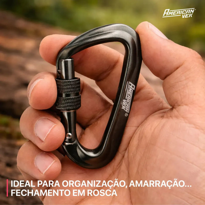 Mosquetão de Alumínio Fosco com Trava Rosca - 80mm - Acessório, Chaves, Mochila Chumbo-Fosco