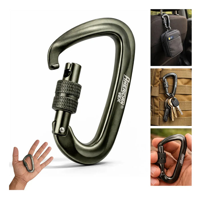 Mosquetão de Alumínio Fosco com Trava Rosca - 80mm - Acessório, Chaves, Mochila Chumbo-Fosco