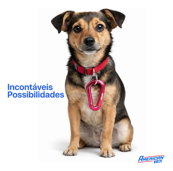 Mosquetão de Alumínio Fosco Trava com Pino - 80mm - Acessórios, Chaves, Mochila, Pets Vermelho-Fosco