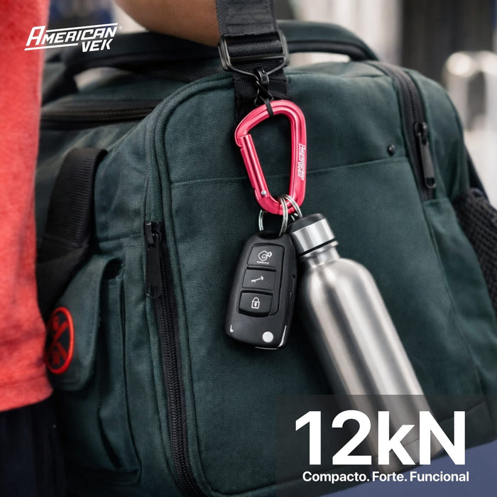 Mosquetão de Alumínio Fosco Trava com Pino - 80mm - Acessórios, Chaves, Mochila, Pets Vermelho-Fosco