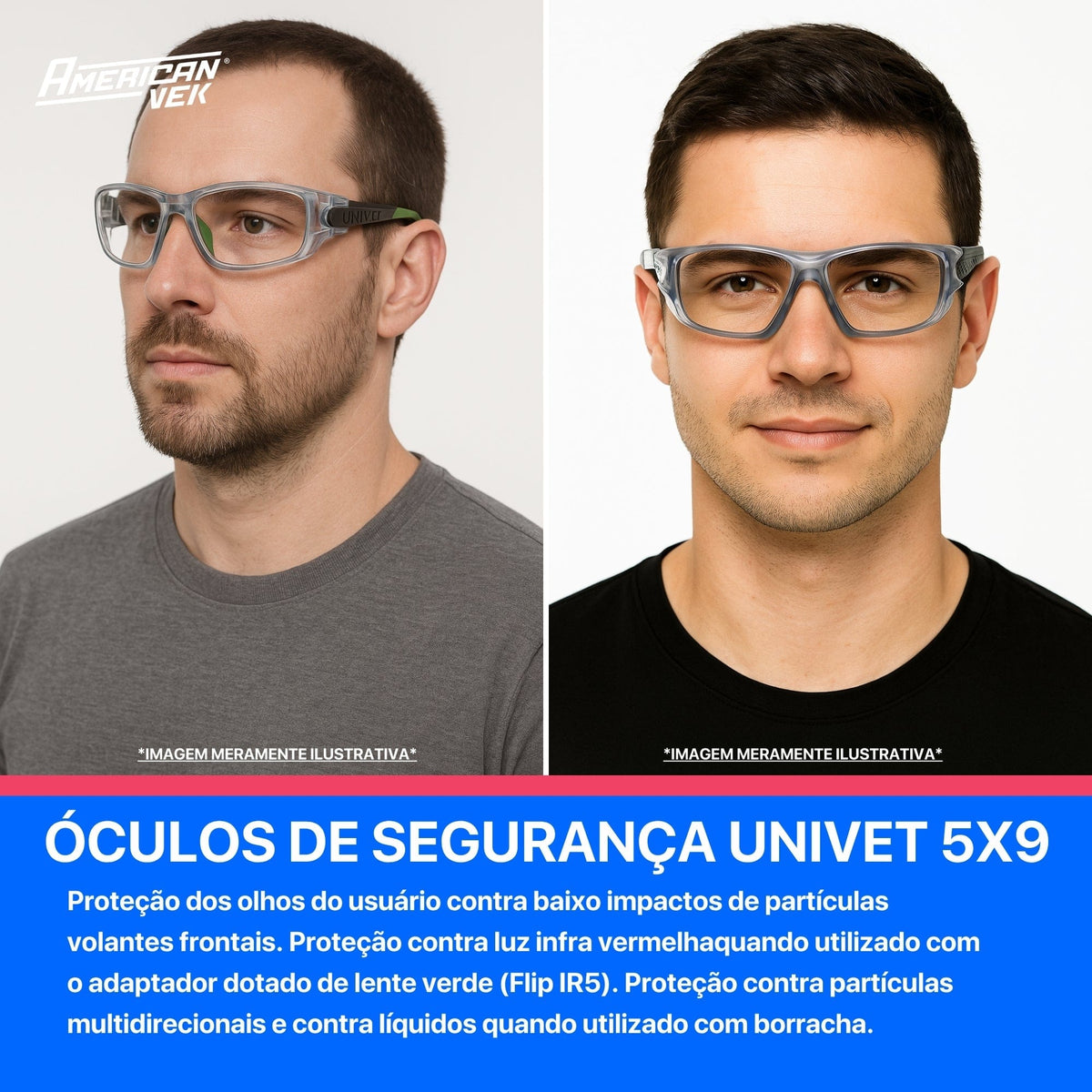 Óculos 5x9.L Univet Linha Premium Italiano para Lentes Graduadas - 5X9.0S.00.99