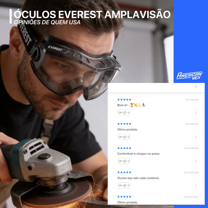 Óculos Ampla Visão Danny Everest CA19628 – Proteção EPI e Esportes | Incolor ou Fumê