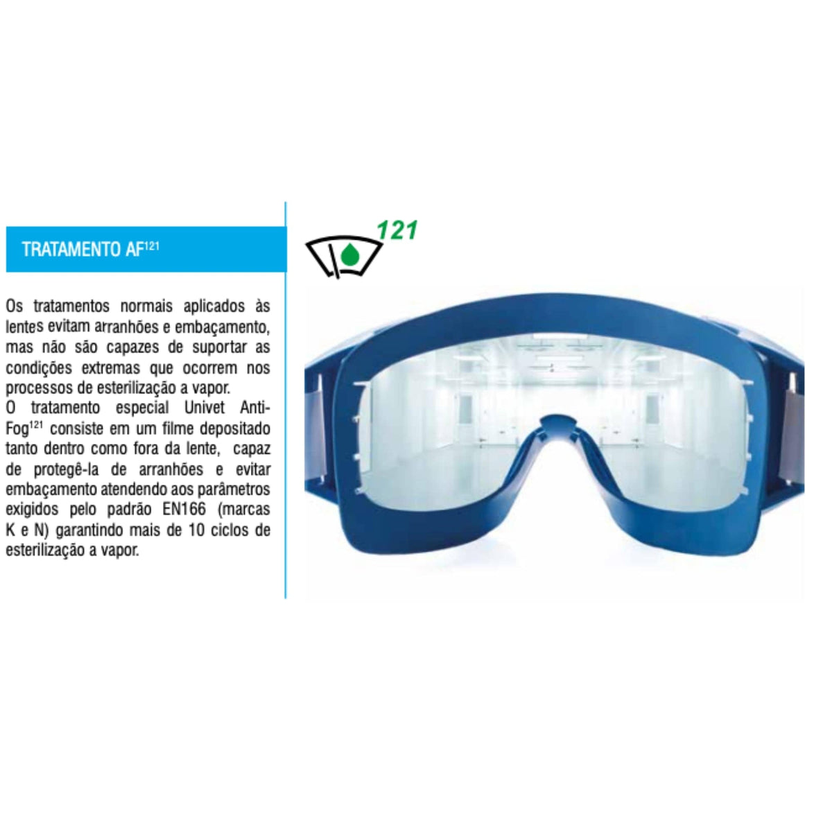 Óculos Amplavisão Esterilizável em Autoclave Univet 611 Para Sala Limpa - CA38057