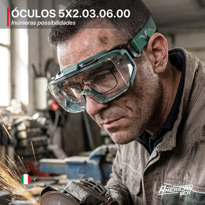 Óculos de Proteção Ampla Visão Univet 5X2 Goggles – Antiembaçante Antirrisco UV400 | CA52431