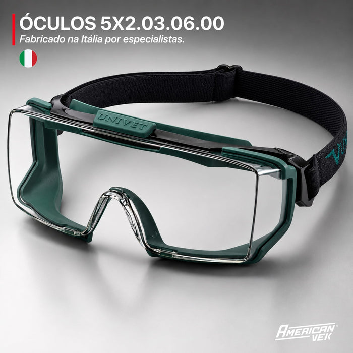 Óculos de Proteção Ampla Visão Univet 5X2 Goggles – Antiembaçante Antirrisco UV400 | CA52431